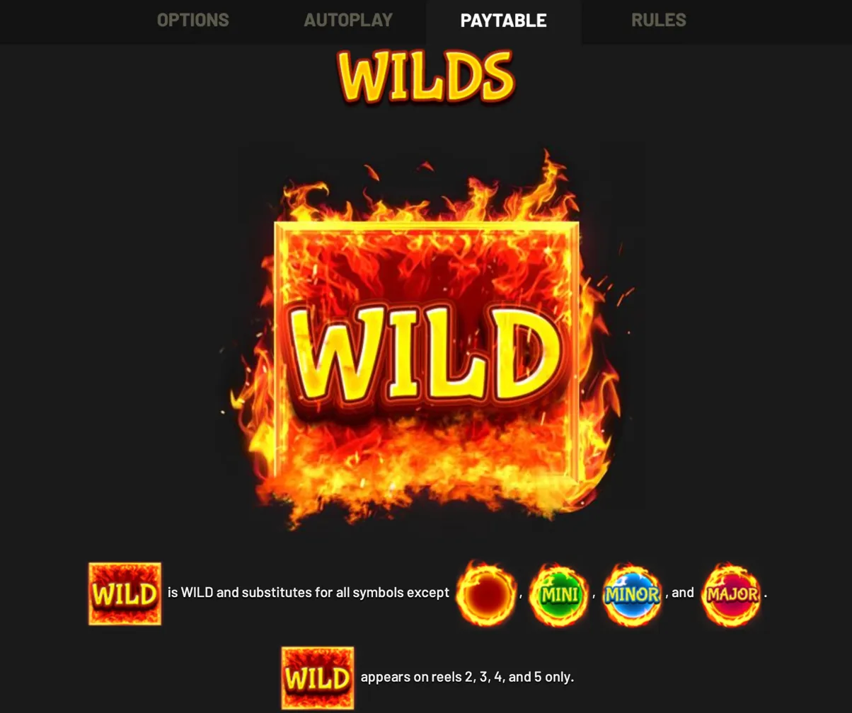 Wild symbol engulfed in red fire
